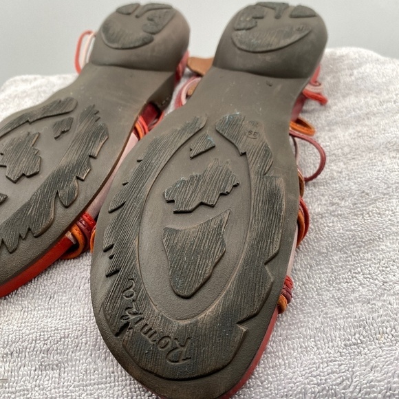 Romika Sandals Women's Size 39 USA 8.5 Leather Slip On Tan Burgundy Orange Pink - Picture 11 of 16